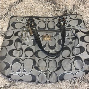Large Grey Coach Travel Tote